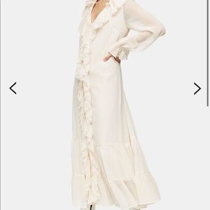 Topshop White Ruffled Maxi Dress